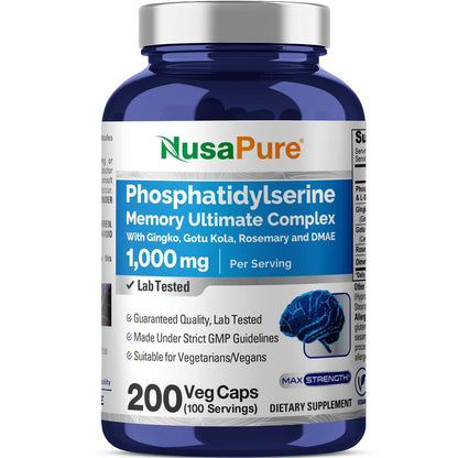 NusaPure Phosphatidylserin Memory Ultimate Complex 1000 mg – 200 vegane Kapseln (Non-GMO)
