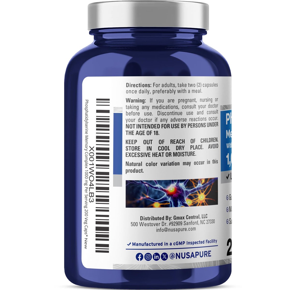 NusaPure Phosphatidylserin Memory Ultimate Complex 1000 mg – 200 vegane Kapseln (Non-GMO)