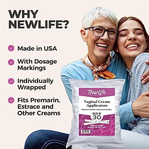 NewLife Naturals Einweg-Vaginalapplikatoren 30er-Pack – Gewindevaginalcreme-Applikatoren mit Dosierungsmarkierungen – einzeln verpackte, saubere Einmalapplikatoren für Gele, Gleitmittel und Cremes – Hergestellt in den USA