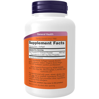 NOW Foods Propolis 2000 mg, 5:1 Extrakt, 90 Softgels – Natürliches Bienenprodukt