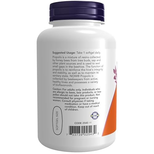 NOW Foods Propolis 2000 mg, 5:1 Extrakt, 90 Softgels – Natürliches Bienenprodukt
