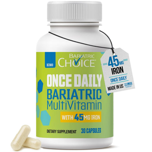 Bariatric Choice Tägliches Bariatrisches Multivitamin mit 45 mg Eisen – Leicht zu schluckende Kapsel – Vitamin für Patienten nach bariatrischer Operation – 30 Kapseln (Monatsvorrat)