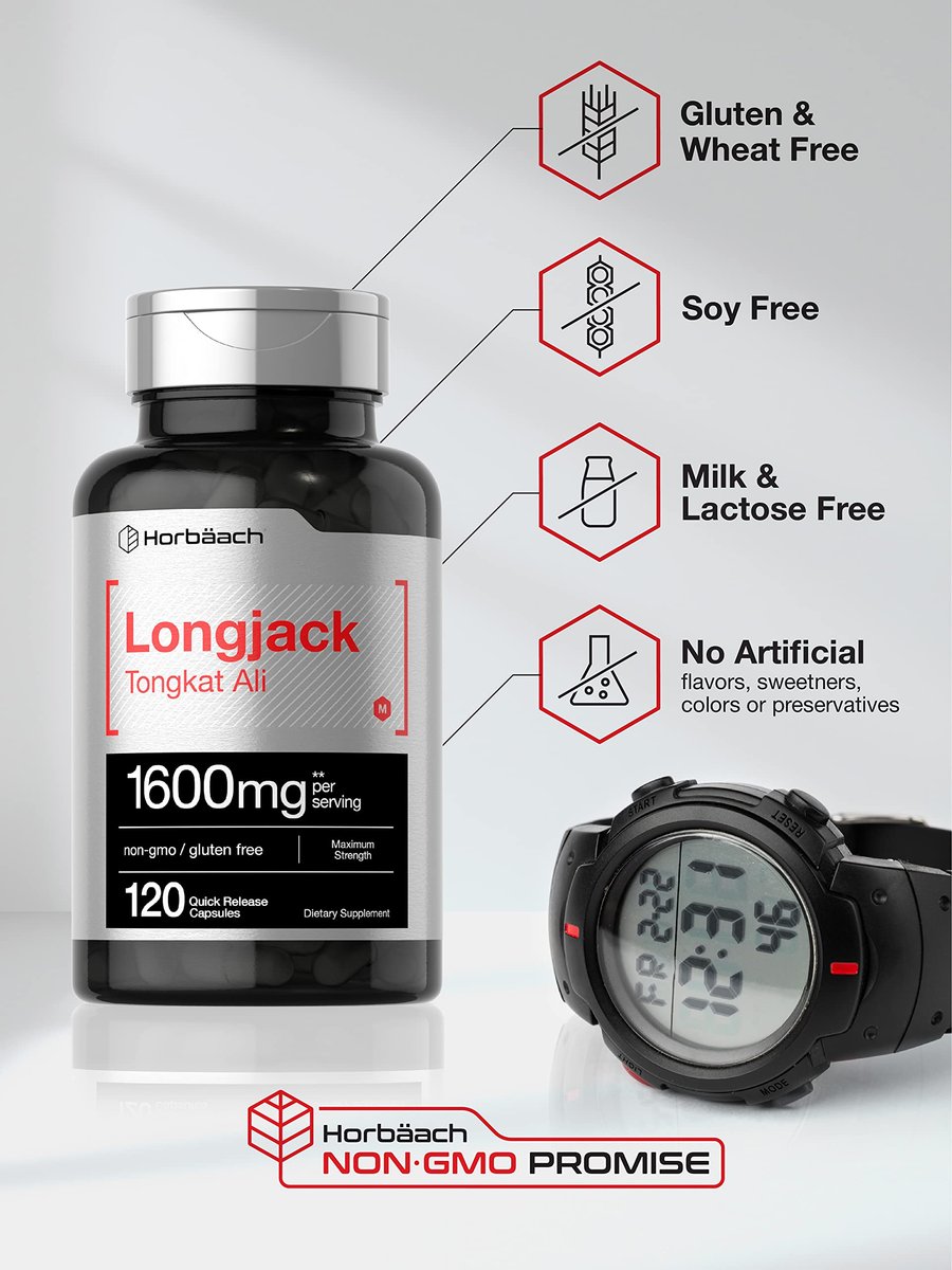 Horbäach Longjack Tongkat Ali für Männer und Frauen | 120 Kapseln | Extrakt Ergänzung | Maximale Stärke | Eurycoma Longifolia | Non-GMO und Glutenfrei