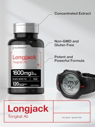 Horbäach Longjack Tongkat Ali für Männer und Frauen | 120 Kapseln | Extrakt Ergänzung | Maximale Stärke | Eurycoma Longifolia | Non-GMO und Glutenfrei