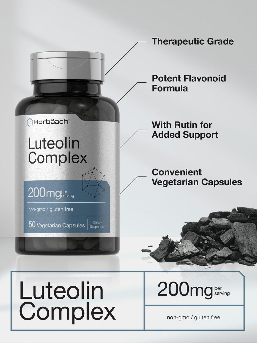 Horbäach Luteolin Komplex 200mg | 50 Kapseln | Mit Rutin | Vegetarisch, Ohne Gentechnik & Glutenfrei