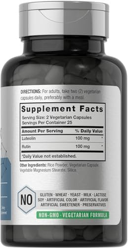 Horbäach Luteolin Komplex 200mg | 50 Kapseln | Mit Rutin | Vegetarisch, Ohne Gentechnik & Glutenfrei