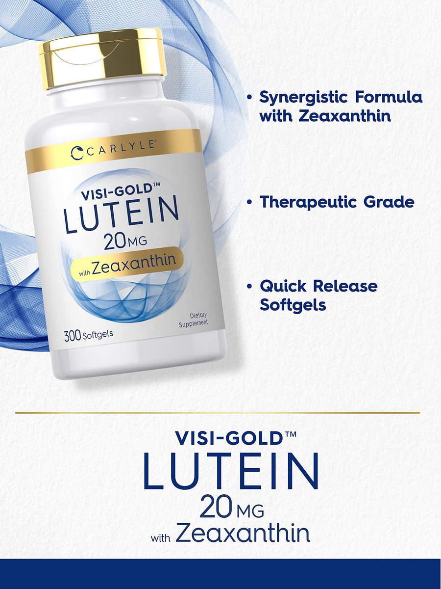 Carlyle Lutein und Zeaxanthin 20 mg | 300 Weichkapseln | Augen-Vitamine | Nicht-GVO & Glutenfrei