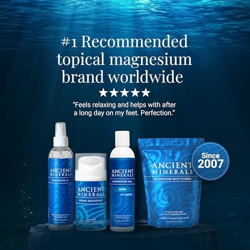 Ancient Minerals Magnesium Öl Spray Sensitiv – Neue Formel mit Allantoin, Bio-Kamille und Bio-Aloe Vera (118 ml)