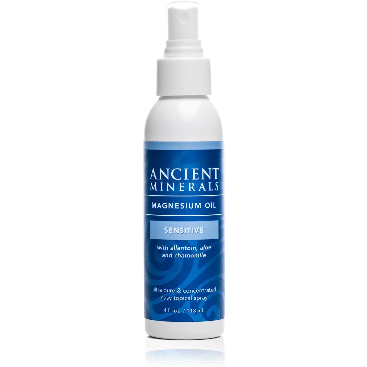 Ancient Minerals Magnesium Öl Spray Sensitiv – Neue Formel mit Allantoin, Bio-Kamille und Bio-Aloe Vera (118 ml)
