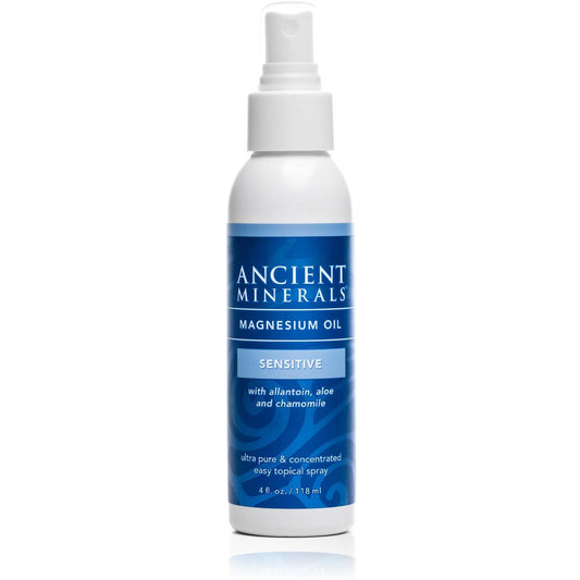 Ancient Minerals Magnesium Öl Spray Sensitiv – Neue Formel mit Allantoin, Bio-Kamille und Bio-Aloe Vera (118 ml)