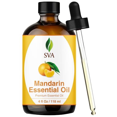 SVA Mandarin Bio Ätherisches Öl – 118 ml – 100% natürliches Mandarinenöl für Diffuser, Haarpflege, Gesicht, Hautpflege, Aromatherapie, Kopfhaut- und Körpermassage, Seifen- und Kerzenherstellung – mit Pipette