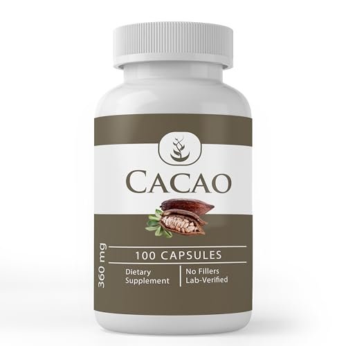 Pure Original Ingredients Kakao, 100 Kapseln – Rein, ohne Zusätze oder Füllstoffe, laborgeprüft