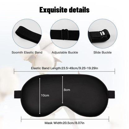 Schlafmaske aus Seide mit verstellbarem Band – Satin-Blackout-Augenmaske für erholsamen Schlaf (Schwarz)