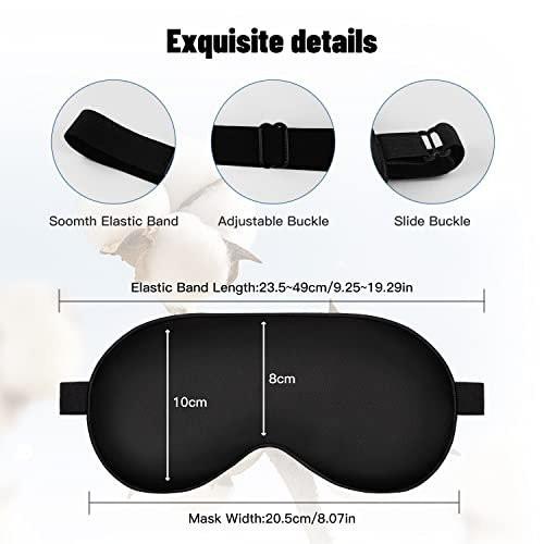 Schlafmaske aus Seide mit verstellbarem Band – Satin-Blackout-Augenmaske für erholsamen Schlaf (Schwarz)