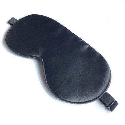 Schlafmaske aus Seide mit verstellbarem Band – Satin-Blackout-Augenmaske für erholsamen Schlaf (Schwarz)