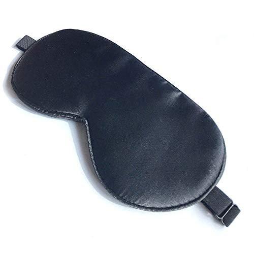 Schlafmaske aus Seide mit verstellbarem Band – Satin-Blackout-Augenmaske für erholsamen Schlaf (Schwarz)