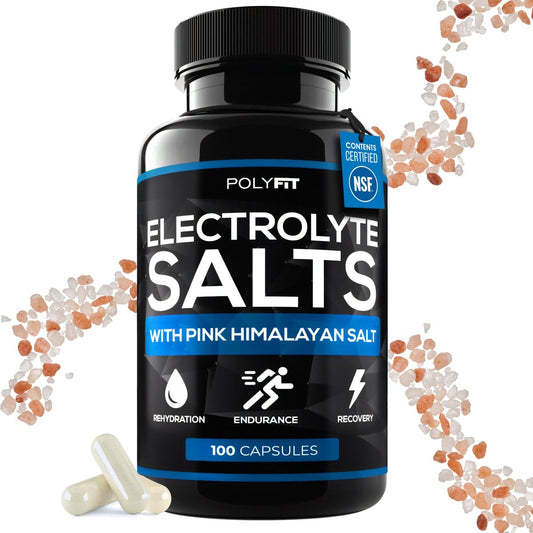 Polyfit Electrolyte Salts – 100 Salzpillen – NSF-zertifiziert – Elektrolyt-Ersatz-Salz-Tabletten für Läufer – Nahrungsergänzungsmittel für schnelle Hydratation, Erholung und Ausdauer