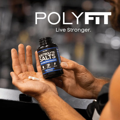 Polyfit Electrolyte Salts – 100 Salzpillen – NSF-zertifiziert – Elektrolyt-Ersatz-Salz-Tabletten für Läufer – Nahrungsergänzungsmittel für schnelle Hydratation, Erholung und Ausdauer