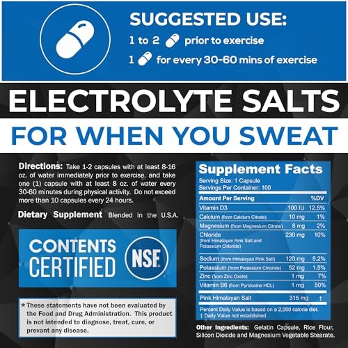 Polyfit Electrolyte Salts – 100 Salzpillen – NSF-zertifiziert – Elektrolyt-Ersatz-Salz-Tabletten für Läufer – Nahrungsergänzungsmittel für schnelle Hydratation, Erholung und Ausdauer