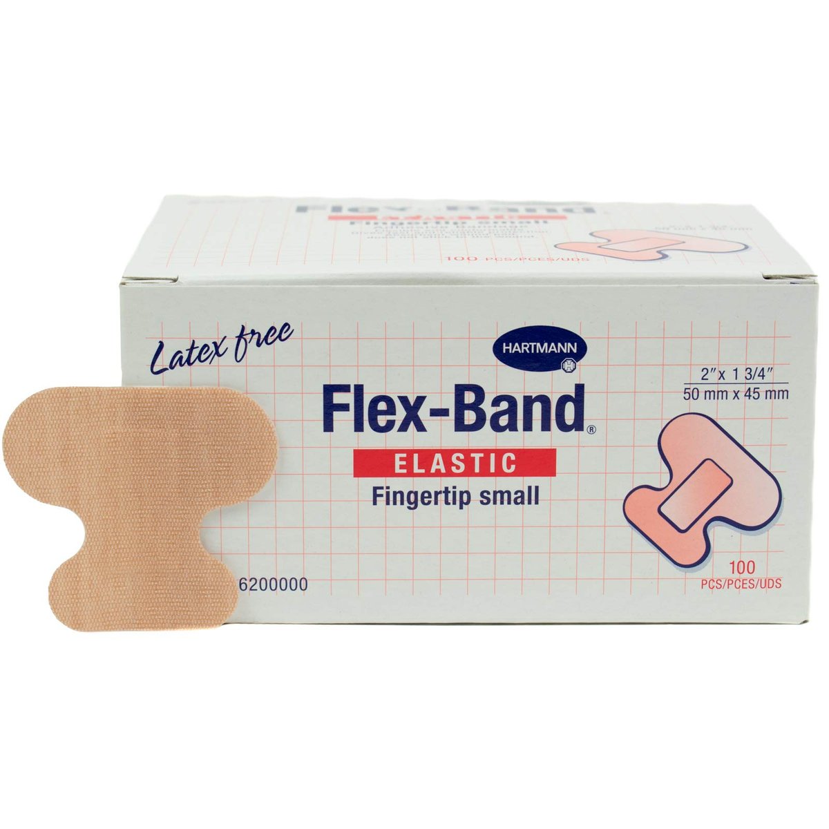 Hartmann Flex-Band Fingerkuppenverband, Klebefixierender Stoffverband, 2" x 1-3/4", 100 Stück pro Box