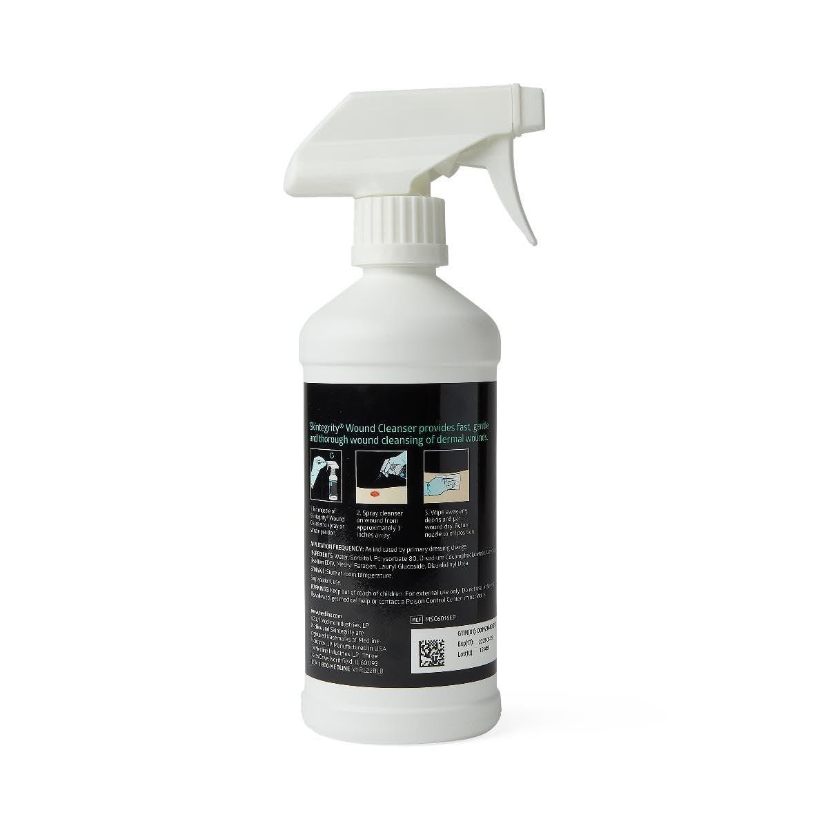 Medline Skintegrity Wundreinigungsspray – 16 Unzen Sprühflasche zur Wundreinigung, Wunddebridement, Entfernung von Proteinen, Druckgeschwüre, infizierte Wunden – verstellbarer Sprühnebel von Nebel bis Strahl