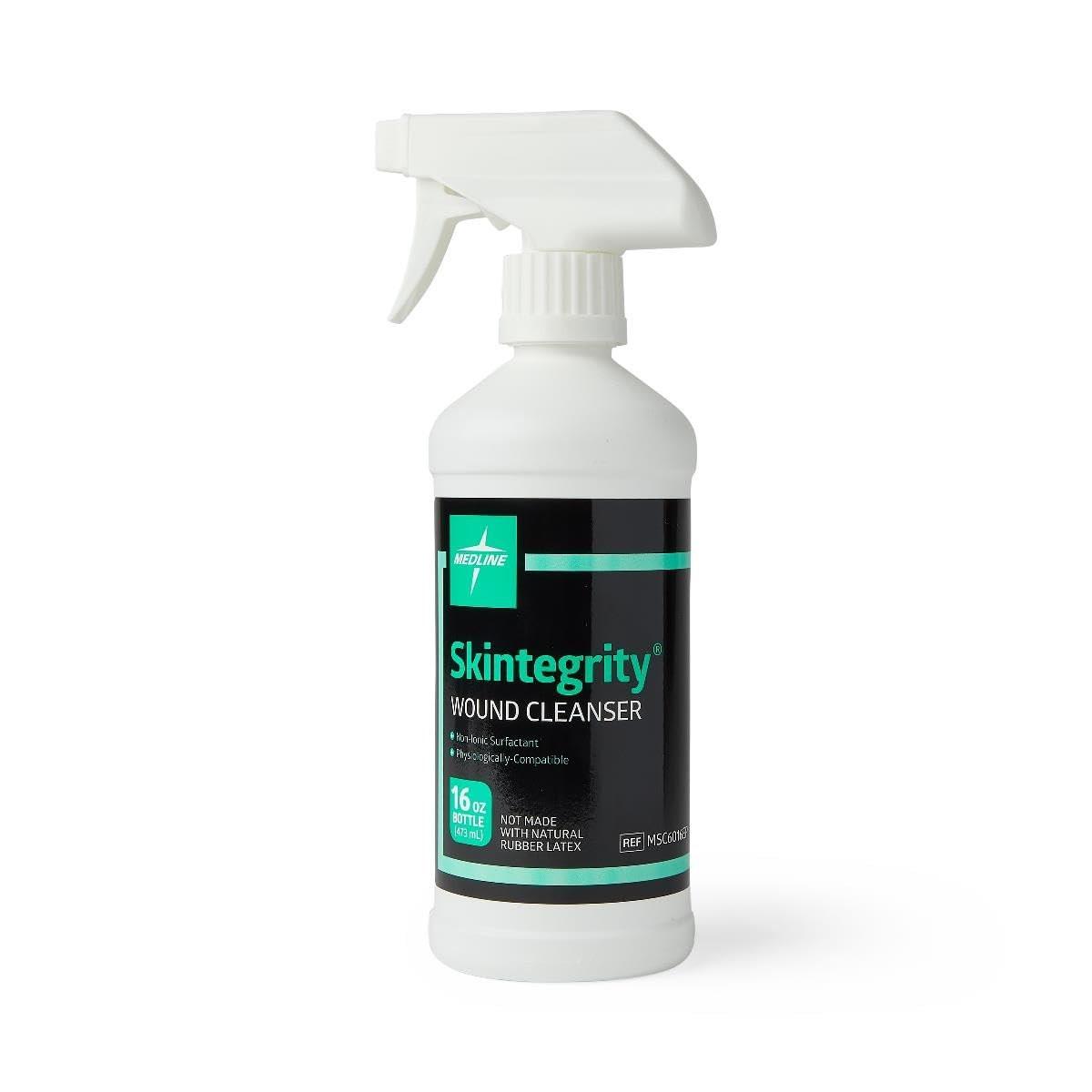 Medline Skintegrity Wundreinigungsspray – 16 Unzen Sprühflasche zur Wundreinigung, Wunddebridement, Entfernung von Proteinen, Druckgeschwüre, infizierte Wunden – verstellbarer Sprühnebel von Nebel bis Strahl