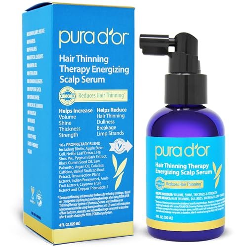 PURA D'OR Haarausfall-Therapie Energizing Scalp Serum 118ml mit Kupfertripeptid, Biotin, Koffein, Pflanzenstammzellen, Katalase & DHT-Balance, Rosmarin-Grüntee-Extrakt, für alle Haartypen, Männer Frauen