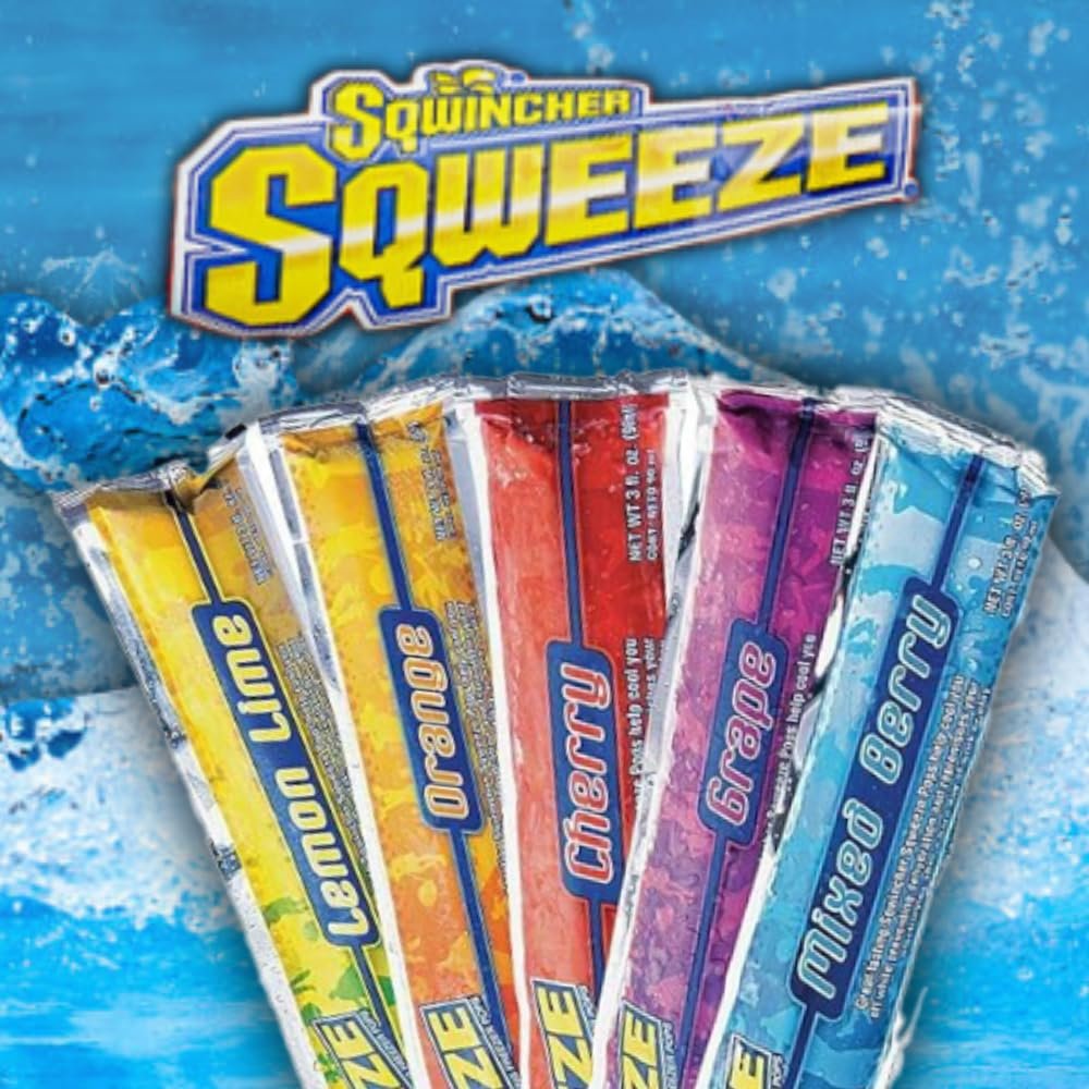 Sqwincher Sqweeze Elektrolyt-Auffrischungs-Eis am Stiel, gemischte Sorten, 10er-Pack