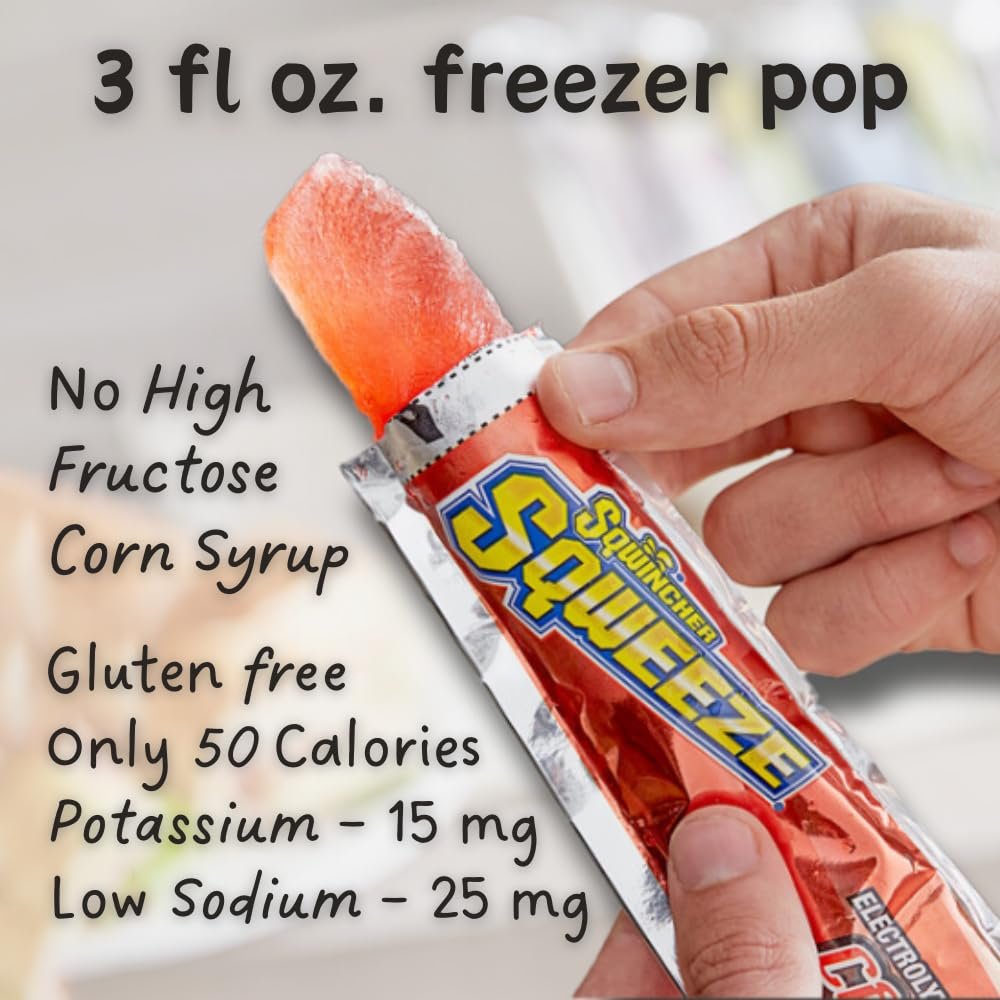 Sqwincher Sqweeze Elektrolyt-Auffrischungs-Eis am Stiel, gemischte Sorten, 10er-Pack