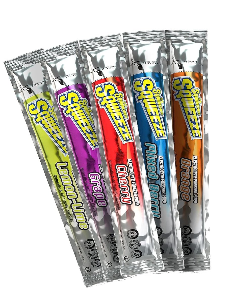 Sqwincher Sqweeze Elektrolyt-Auffrischungs-Eis am Stiel, gemischte Sorten, 10er-Pack