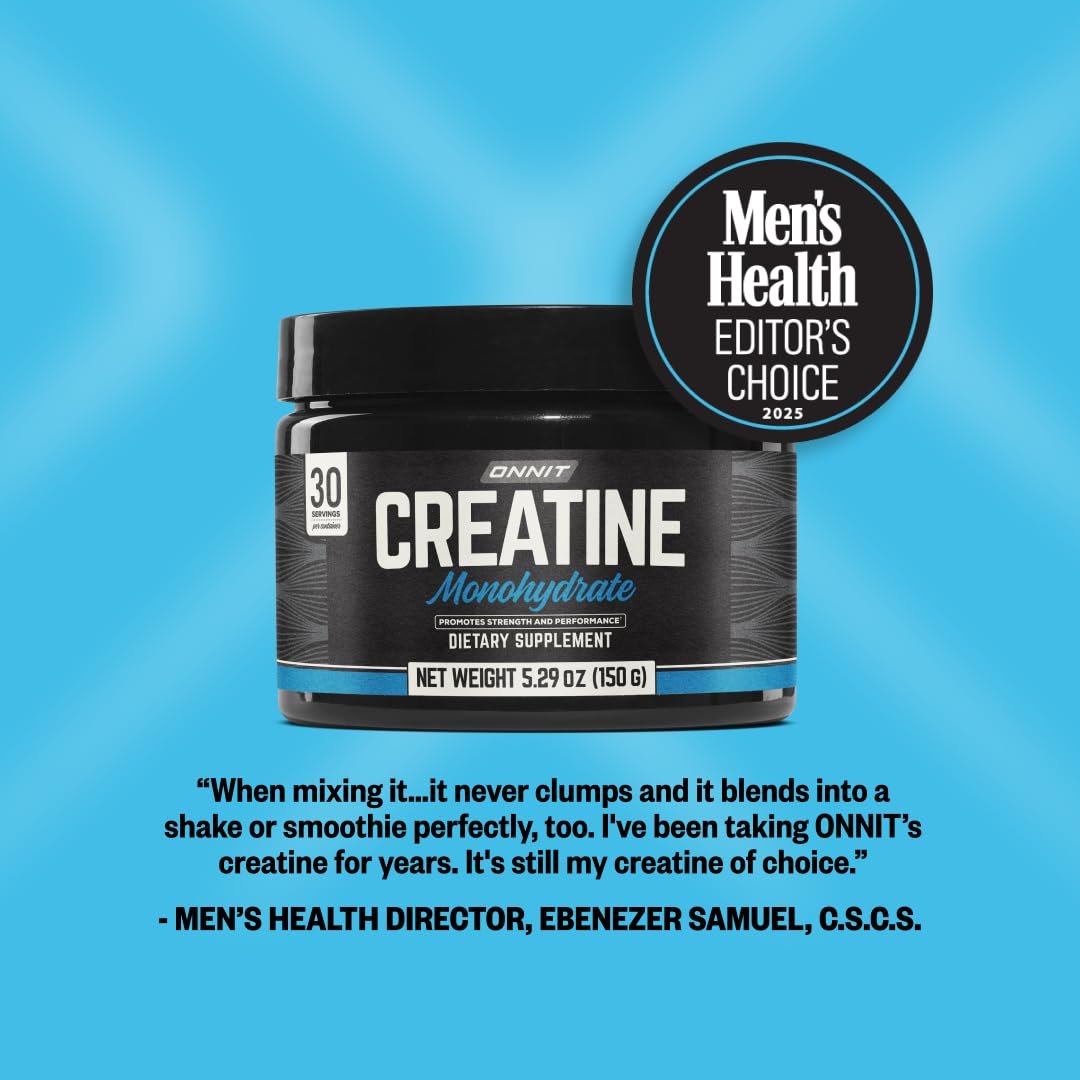 ONNIT Creatin-Monohydrat-Pulver – IGEN™ Non-GMO getestet, 5 g Premium-Creatin für Muskelkraft, Leistung und magere Masse, unterstützt die Gehirngesundheit und zelluläre Energie, ungesüßt, 30 Portionen, 150 g