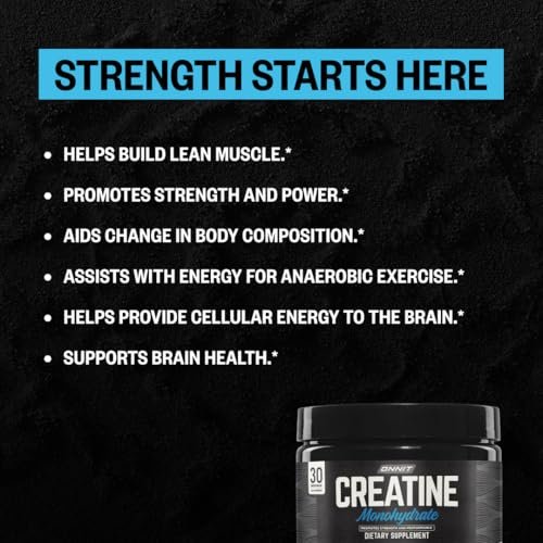 ONNIT Creatin-Monohydrat-Pulver – IGEN™ Non-GMO getestet, 5 g Premium-Creatin für Muskelkraft, Leistung und magere Masse, unterstützt die Gehirngesundheit und zelluläre Energie, ungesüßt, 30 Portionen, 150 g