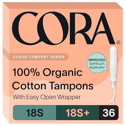 Cora Bio-Baumwoll-Tampons Multipack (18 Super, 18 Super Plus Tampons)