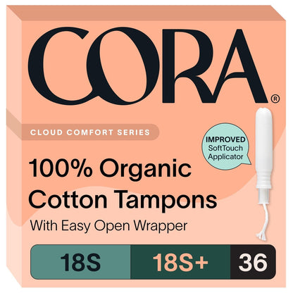 Cora Bio-Baumwoll-Tampons Multipack (18 Super, 18 Super Plus Tampons)