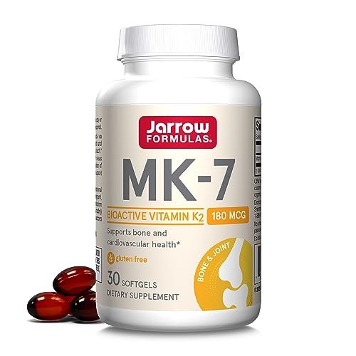 Jarrow Formulas MK-7 180 mcg - Bioaktive Form von Vitamin K2 für Knochen & Herz-Kreislauf-Gesundheit - 30 Portionen (Weichkapseln) - Glutenfrei