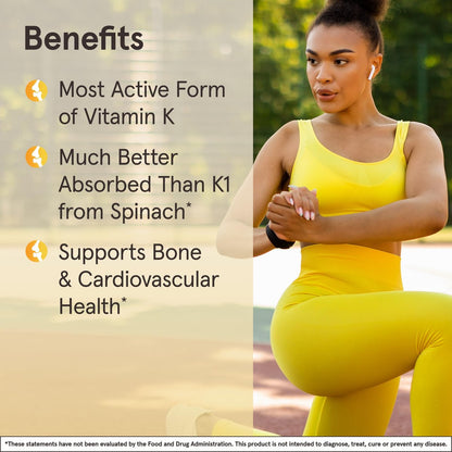 Jarrow Formulas MK-7 180 mcg - Bioaktive Form von Vitamin K2 für Knochen & Herz-Kreislauf-Gesundheit - 30 Portionen (Weichkapseln) - Glutenfrei