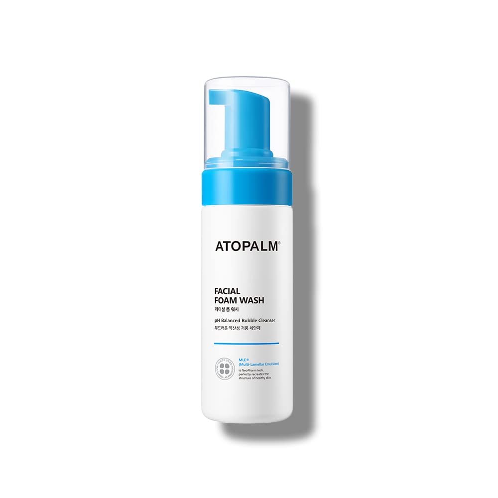 ATOPALM Gesichtsreinigungsschaum, sanfte Babywäsche, tränenfrei, sulfat- und parabenfrei, pH-ausgeglichen, hypoallergen für empfindliche Haut, EWG Green Grade, 150ml