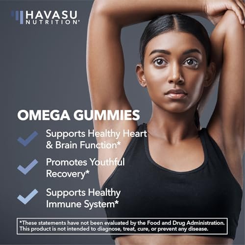 Omega 3 6 9 + DHA Gummies für Erwachsene – Pflanzliche Alternative zu Fischöl mit Chiasamenöl und Algen – Unterstützt Gehirn- und Immunfunktion – Zitronen- und Orangenaroma – Vegetarierfreundlich – 60 Stück