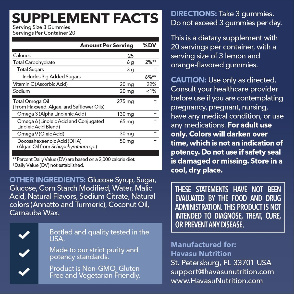 Omega 3 6 9 + DHA Gummies für Erwachsene – Pflanzliche Alternative zu Fischöl mit Chiasamenöl und Algen – Unterstützt Gehirn- und Immunfunktion – Zitronen- und Orangenaroma – Vegetarierfreundlich – 60 Stück