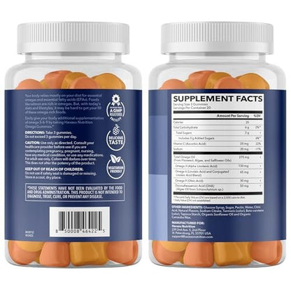 Omega 3 6 9 + DHA Gummies für Erwachsene – Pflanzliche Alternative zu Fischöl mit Chiasamenöl und Algen – Unterstützt Gehirn- und Immunfunktion – Zitronen- und Orangenaroma – Vegetarierfreundlich – 60 Stück