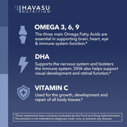 Omega 3 6 9 + DHA Gummies für Erwachsene – Pflanzliche Alternative zu Fischöl mit Chiasamenöl und Algen – Unterstützt Gehirn- und Immunfunktion – Zitronen- und Orangenaroma – Vegetarierfreundlich – 60 Stück