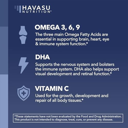 Omega 3 6 9 + DHA Gummies für Erwachsene – Pflanzliche Alternative zu Fischöl mit Chiasamenöl und Algen – Unterstützt Gehirn- und Immunfunktion – Zitronen- und Orangenaroma – Vegetarierfreundlich – 60 Stück