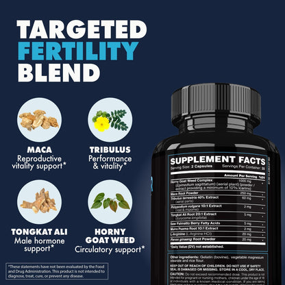 Conquer Sperma-Volumen-Booster – Männliches Nahrungsergänzungsmittel & Libido-Booster – Fruchtbarkeitsergänzung für Spermagesundheit & Testosteron-Booster – Maca-Wurzel, Bockshornklee & Tribulus – 60 Kapseln