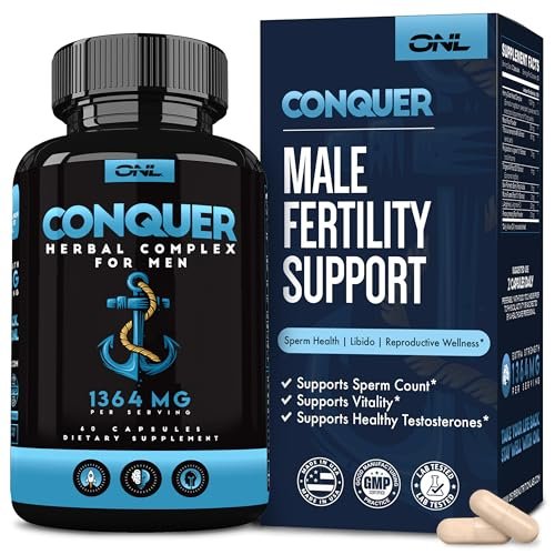 Conquer Sperma-Volumen-Booster – Männliches Nahrungsergänzungsmittel & Libido-Booster – Fruchtbarkeitsergänzung für Spermagesundheit & Testosteron-Booster – Maca-Wurzel, Bockshornklee & Tribulus – 60 Kapseln