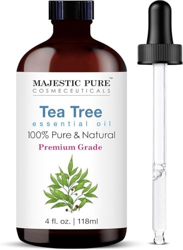 Majestic Pure Teebaumöl 100% rein und natürlich mit Glaspipette – 118 ml – Ätherisches Öl für Diffuser, Aromatherapie, Seifen- und Kerzenherstellung