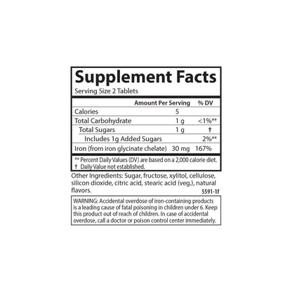 Carlson Kaubare Eisen Tabletten, 30 mg – Für Blutgesundheit, Energieproduktion und optimales Wohlbefinden, natürlicher Erdbeergeschmack, 60 Tabletten