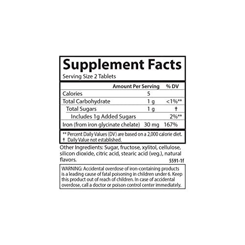 Carlson Kaubare Eisen Tabletten, 30 mg – Für Blutgesundheit, Energieproduktion und optimales Wohlbefinden, natürlicher Erdbeergeschmack, 60 Tabletten