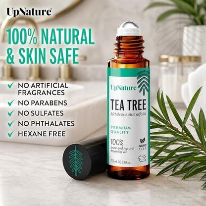 UpNature Teebaumöl Roll-On – 100% natürliches Teebaumöl für die Hautpflege, 0,33 Fl Oz