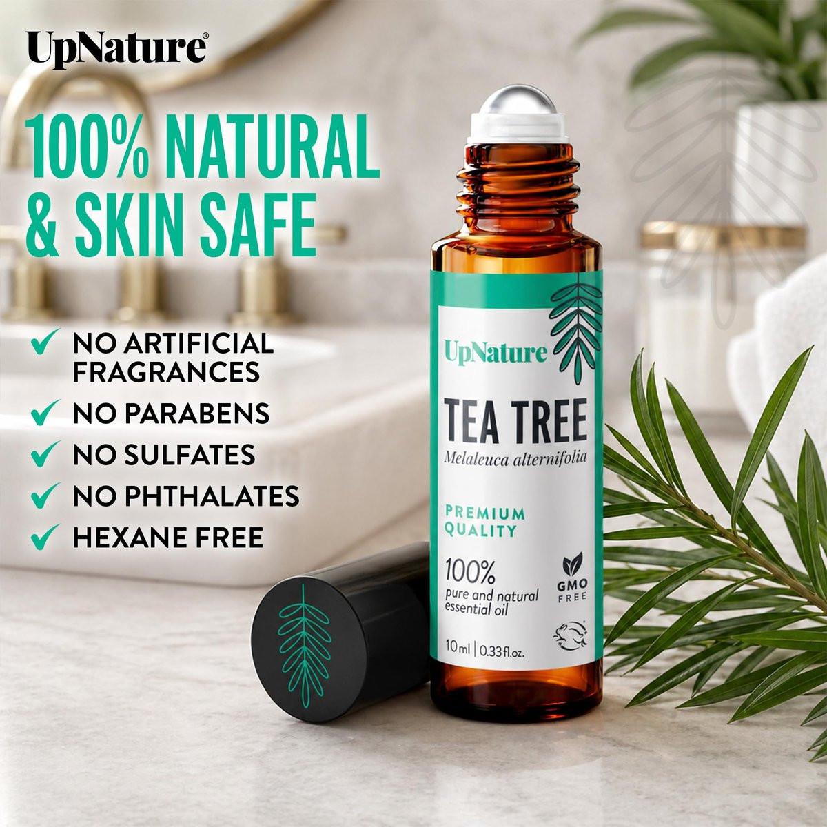 UpNature Teebaumöl Roll-On – 100% natürliches Teebaumöl für die Hautpflege, 0,33 Fl Oz
