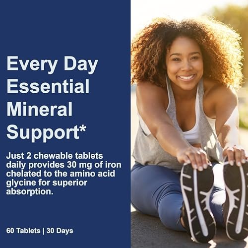 Carlson Kaubare Eisen Tabletten, 30 mg, Hervorragende Absorption, Blutgesundheit, Energieproduktion & Optimales Wohlbefinden, Natürlicher Erdbeergeschmack, 120 Tabletten